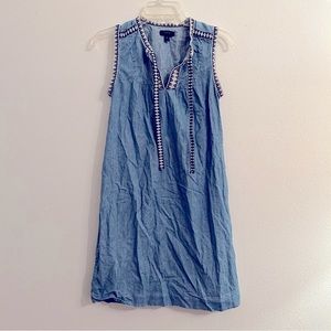 J. Crew | Chambray Sleeveless Dress with Patterned Accents